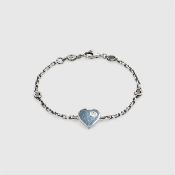 

2023 designer new gujia interlocking s925 sterling silver sky-blue enamel love bracelet g family jewelry women's light luxury gift, Black