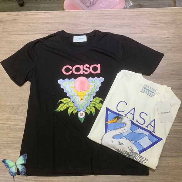 

summer casablanca t-shirts cotton table tennis printing t shirt for men women hawaiian short sleeve t-shirt 0318, White;black