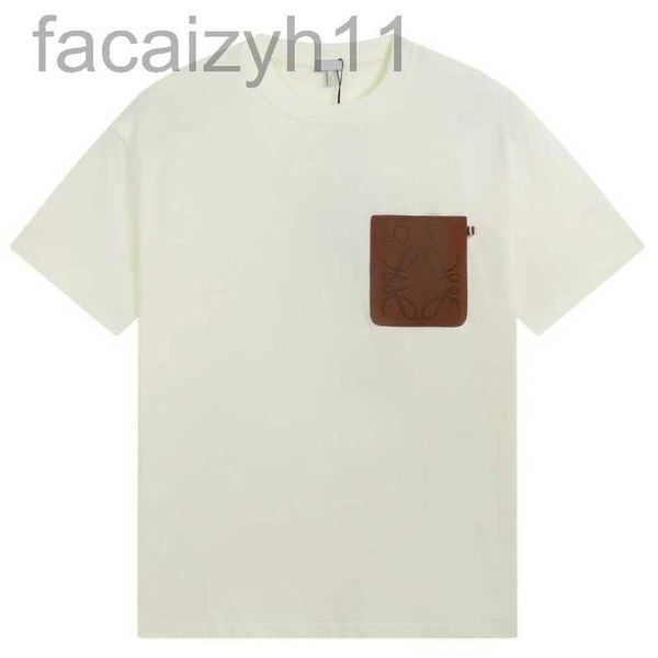 

designer high-end version differentiates market leather pure cotton short-sleeved t-shirt casual men and women tee brg3, White;black