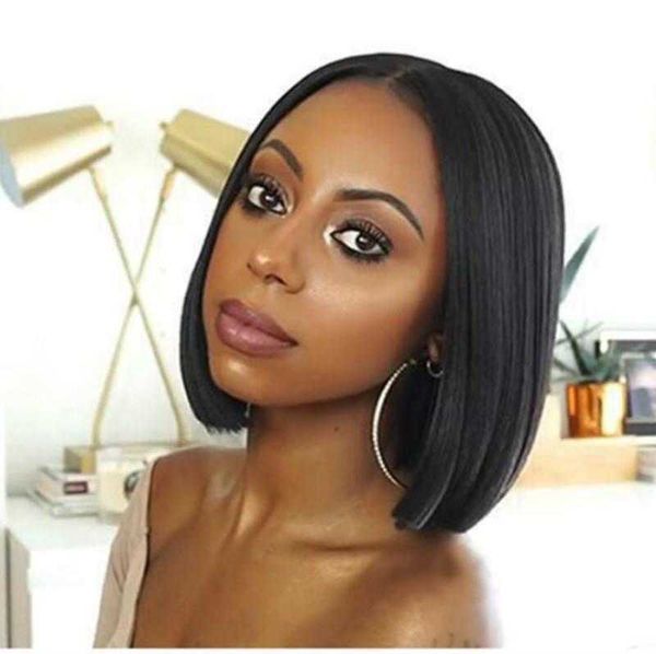 

wig womens black short hair wigs medium bobo straight chemical fiber head