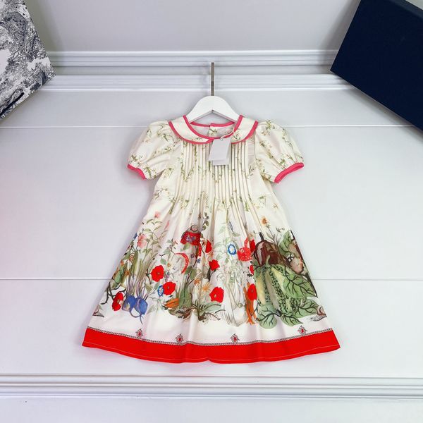 

princess skirts high end fairy dress white doll collar dresses 2023ss summer short sleeve shirts dress brand designer girls retro style dres, Red;yellow