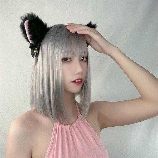 

comic bangs wig womens short straight hair m white gold color bob haircut, Black