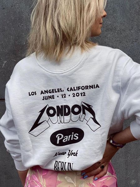 

womens hoodies sweatshirts city graphic sport woman autumn winter cotton fleece cozy pullovers femme casual vintage classic 230317, Black