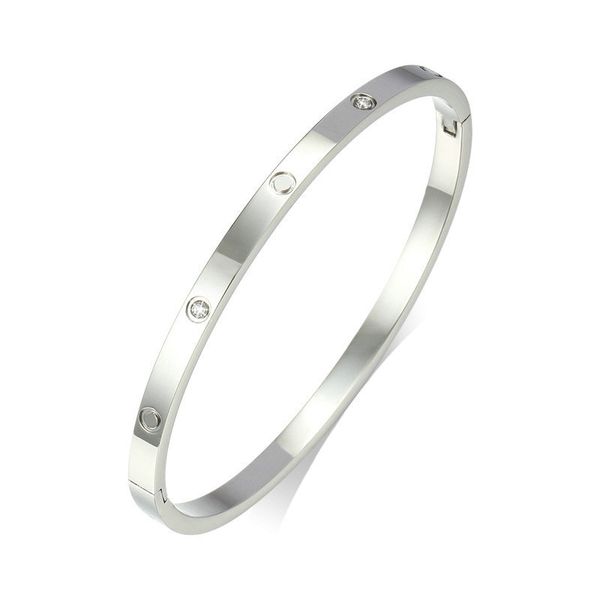 

fashion titanium steel love bangle bracelet women men 4mm thin love bracelets distance jewelry gift for lover 16-19 with velvet bag, Black
