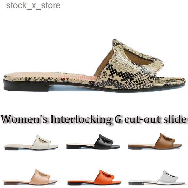 

g cut-out slippers oran sandal men women slides classic white lychee skin patent leather metallic lime khaki solid summer beach mens slipper, Black