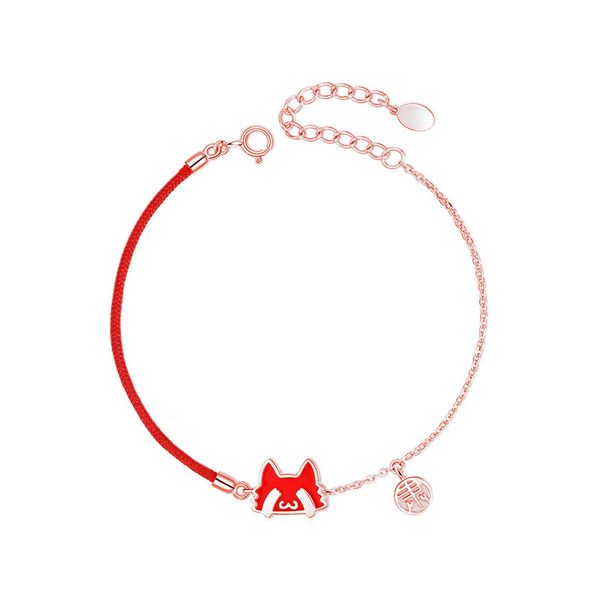 

palace royal cat sense warm color changing little cat bracelet female sterling silver red rope braided hand decoration palace museum co-bran, Golden;silver