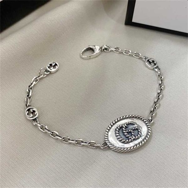 

2023 designer new jewelry sterling silver double fried dough twist interlocking bracelet fashion simple couple bracelet, Black
