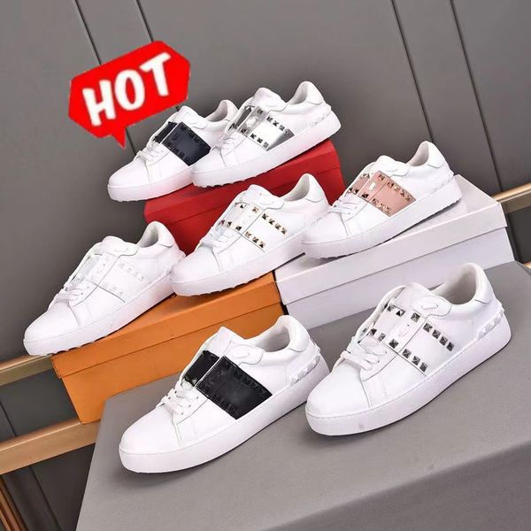 

designer casual shoes open sneakers platform black white leather luxury mens women leathers breathable trainers outdoor sports 35-46