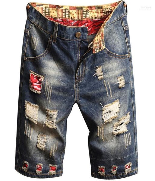 

men039s jeans shorts blue colors patch printed washed casual pants fashion short ripped for8209310