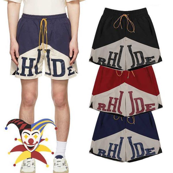 

2023ss patchwork rhude shorts men women version mesh zipper rhude breeches, White;black