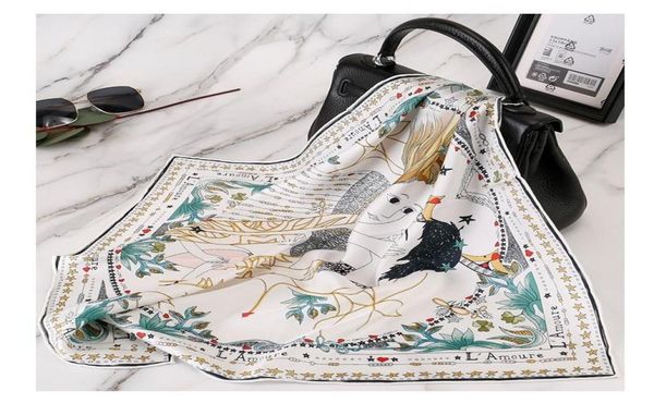 

scarves small square 100 silk scarf neckerchief bandana women9074891, Blue;gray