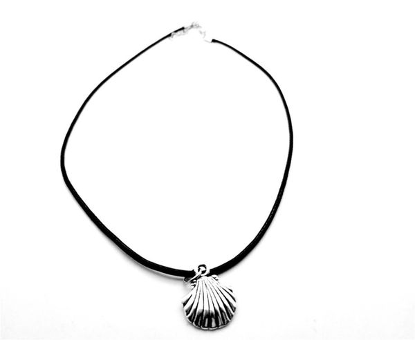 

10pcs cute ocean conch sea shell necklaces antique silver leather nautical scallop seashell leather rope necklaces for women beach2566097