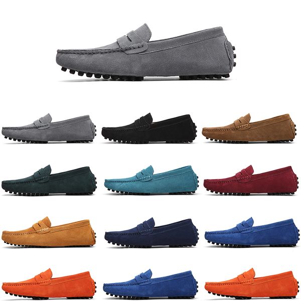 

non-brand men casual suede shoe mens slip on lazy leather shoe 38-45, Black