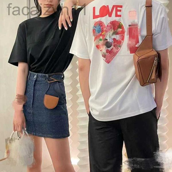 

designer high-quality luxury new heart-shaped printed cotton short-sleeved t-shirt for men and women's os loose casual short tee owz0, White;black