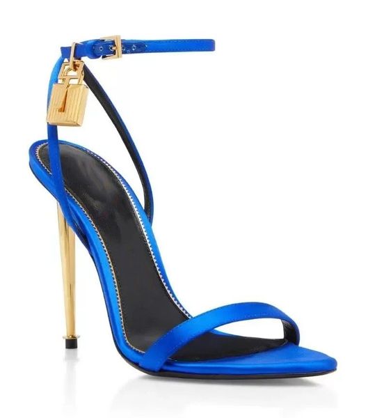 

tom-fords-heels 22s elegant women shoes padlock pointy naked sandals shoes hardware lock and key woman metal stiletto heel party dress weddi, Black