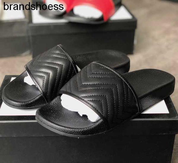 

rubber slide sandal leather men women slipper flip flops metal sliders pearl snake print pink flower slipper large size 36-45 with box, Black