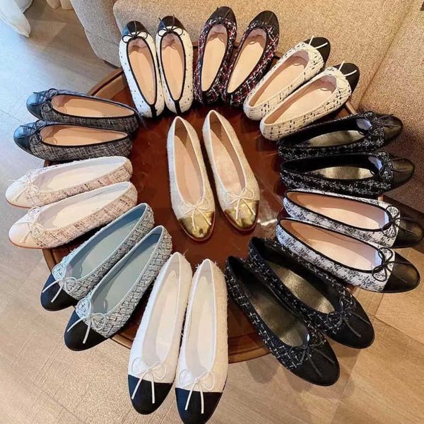 

classic designer dress shoes spring autumn 100% cowhide ballet flats dance shoes fashion women black plaid tweed flat boat shoe sandal lady