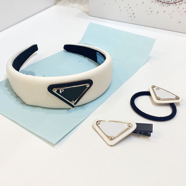 

designer headwear women's metal inverted triangle sponge hair hoop hairpin hairpin hairpin 3-piece set of solid color high head wide ed