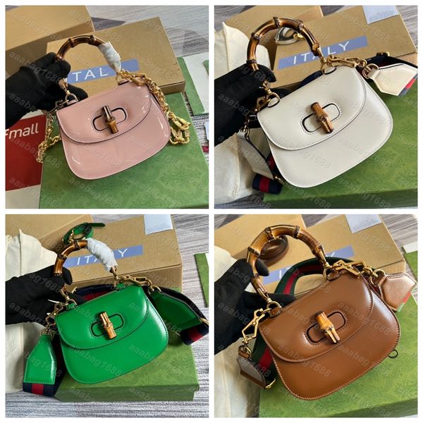 

9a g brand designer shoulder bag bamboo handbag complete counter packaging glossy leather classics bamboo