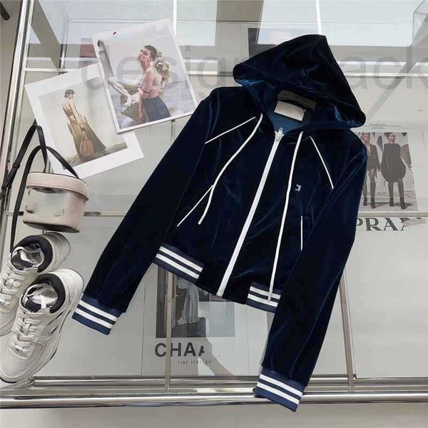 

women's tracksuits designer summer new high fashion velvet casual sporty short hooded coat elastic waist straight trouser set fhc7, Gray