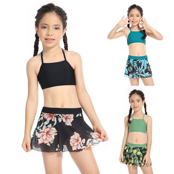 

2023 new fashion girl sleeveless strap bikini swimwear children's swimwear, White;black