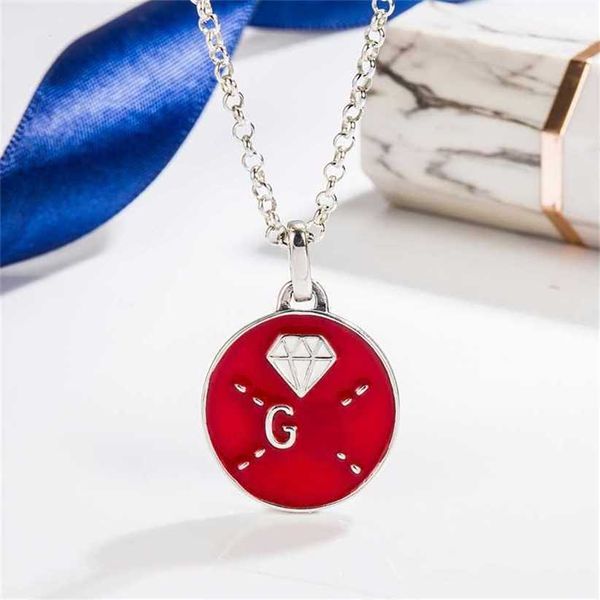 

2023 designer new jewelry double letter sterling silver enamel glue pattern necklace ins light luxury fashion hip hop pendant