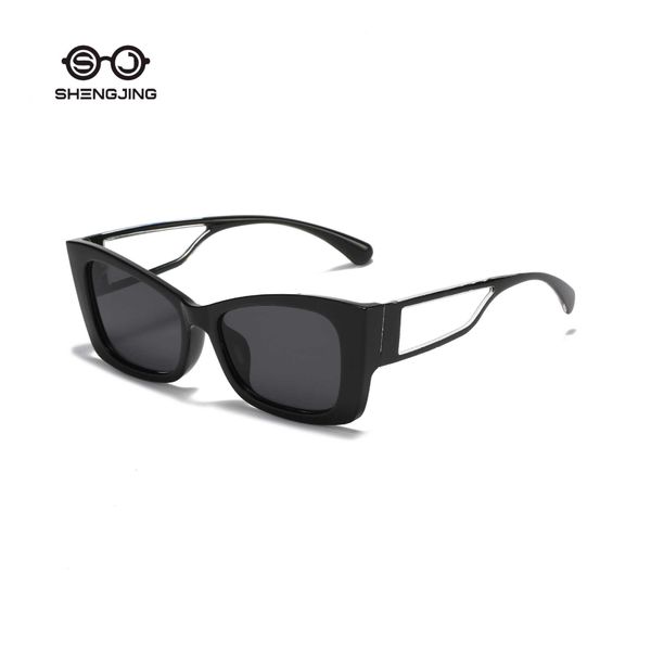 

women's small fragrant cat eyes sunglasses contrast hollow out, White;black