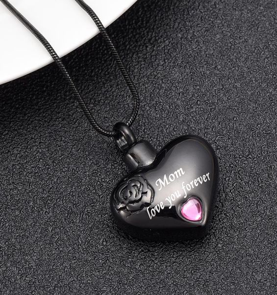 

ijd10034 stainless steel mom love you forever heart cremation necklace funeral urn ashes holder human cremation casket for loved o1572039, Silver