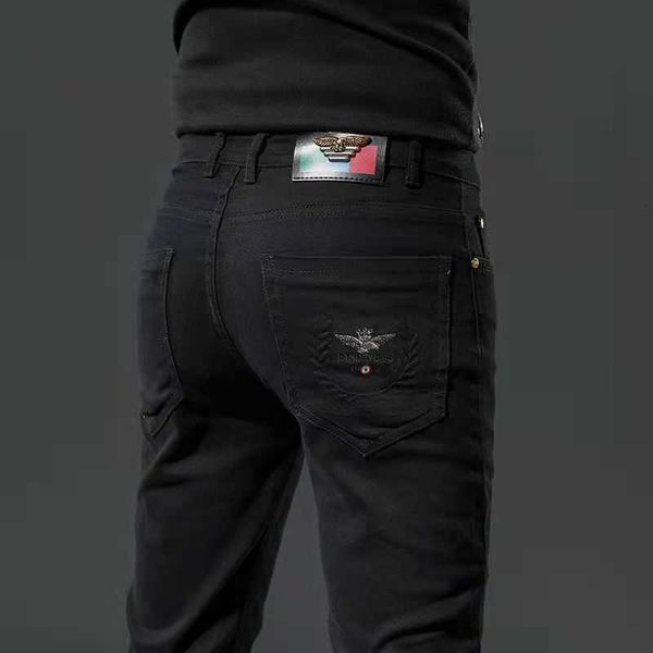 

jeans black men's fashion brand embroidery autumn 2022 korean slim fit pants high end, Blue