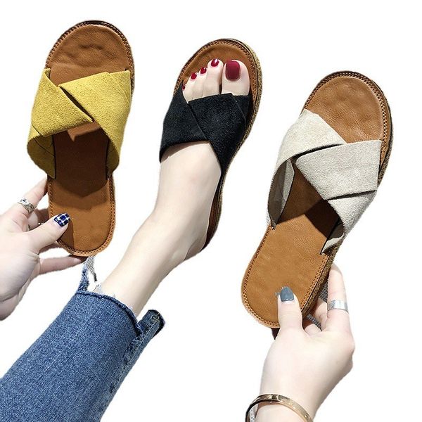 

slippers for womens luxury designers women slippers sandals thick bottom sandals sandals in the summer wear flat heel slides beach sandals f, Black