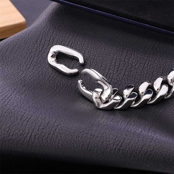 

2023 designer new stainless steel cuban link donkey home matching four sided grinding bracelet necklace diy grain chain tail buckle accessor, Black