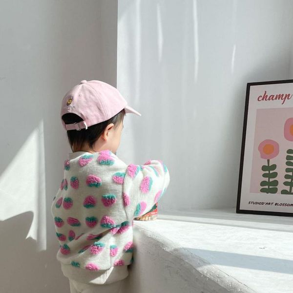 

hoodies sweatshirts girl sweet lambswool thick sweatshirt fashion strawberries cute baby pullover girls versatile cotton loose sweatshirts, Black