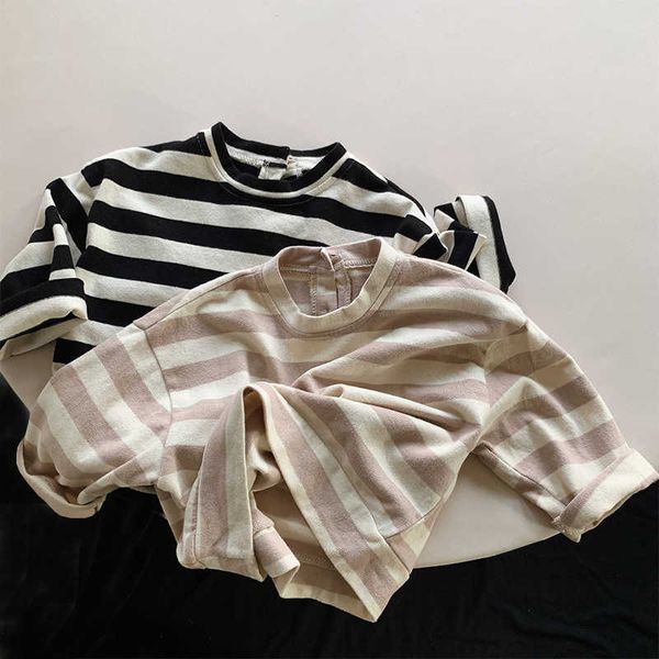 

t-shirts korean style 1-6yrs kids t-shirt stripe cotton long sleeve t-shirt baby girls boys pullover spring autumn children clothing w0317, Blue