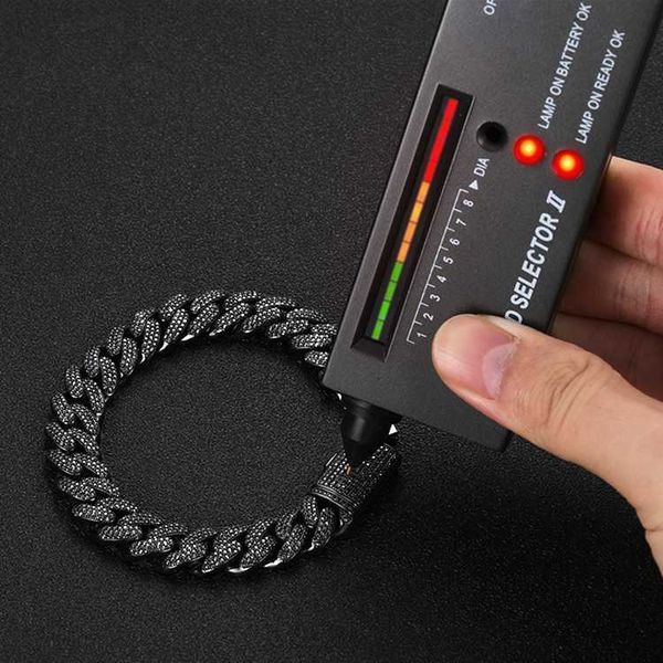 

luxury men prong settling 12mm miami cuban bracelet 3 rows black gold men moissanite cuban link chain in 925 silver