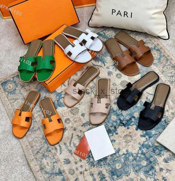 

fashion sandals designer women slippers leather womens slide summer luxury flat slides ladies beach sandal party wedding slipper with box, Black