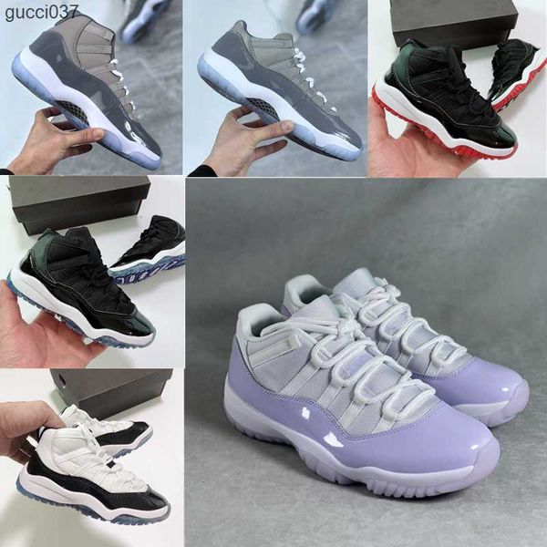 

pure violet big boys girls 11s kids baketball shoes cool grey preschool gradeschool sneakers children trainers two-tone palette, Black