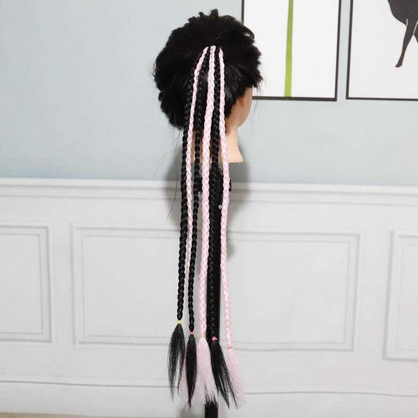 

luminous color dreadlocks braid hair ring ponytail wig small, Black