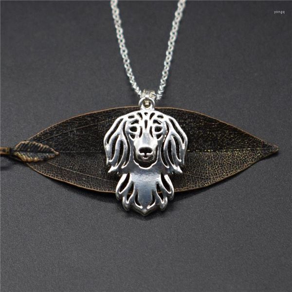 

pendant necklaces elfin trendy long haired dachshund gold color silver animal dog jewellery women men