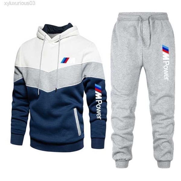 

2-piece men's bmw printed sportswear hoodie and pants casual novelty, Black