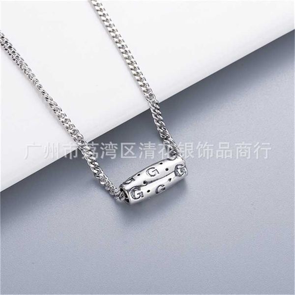

2023 designer new fashion jewelry xiao zhan's ancient family double silver rectangular column pendant with men's and women's