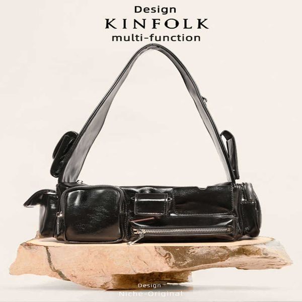 

dark biker multi-pocket bag female large capacity underarm bag handbag shoulder bag
