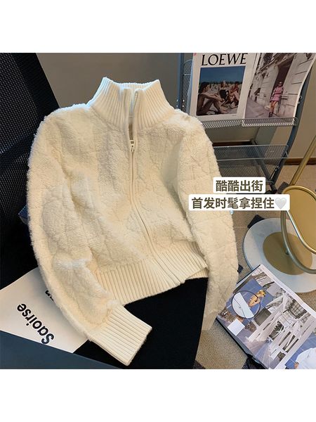 

women's knits tees lambs wool women white solid color turtleneck knitwear baggy long sleeve patchwork knitted cardigan sweater warm thi