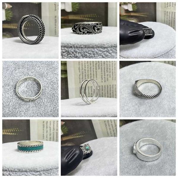 

2023 designer new jewelry double spirit snake enamel pair interlocking stripe hollowed out skull fearless tiger head couple ring, Silver