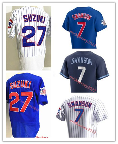 

jersey #27 seiya suzuki baseball stitched mens 7 dansby swanson jerseys, Black