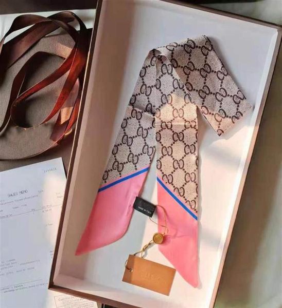 

designer scarf fashion headband luxury brands with box letters g women silk scraves grade skinny scarfs hair bands 85x6cm fdhf2371633, Blue;gray