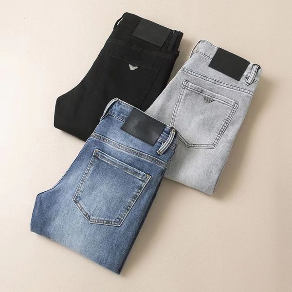

2023 designers new men's jeans fashion vaqueros montana designer high-end pure black jeans slim pants stretch youth trends, Blue
