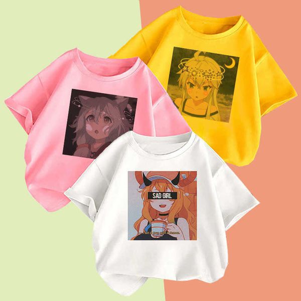 

t-shirts girls boys summer kids handsome cartoon anime pretty children's short-sleeved 2 3 4 5 6 7 8 9-year-old t-shirt w0317, Blue