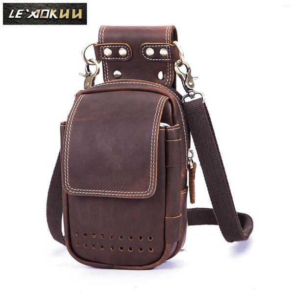 

waist bags original leather men casual design small messenger shoulder bag fashion bum belt pack cigarette case 6" phone pouch