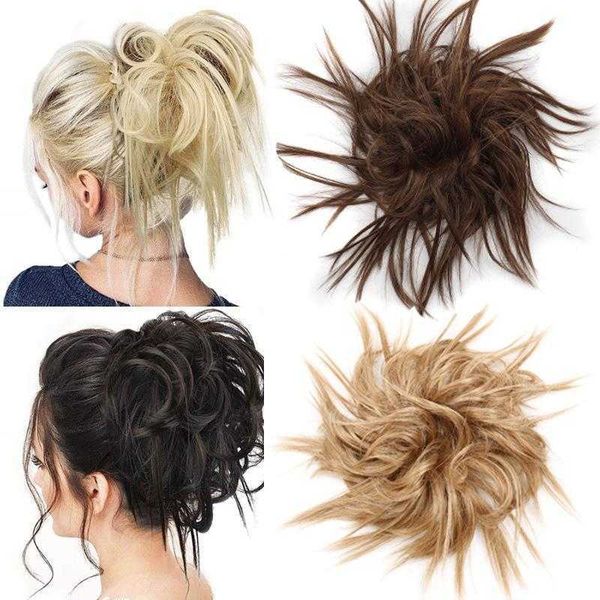 

hair bands personality messy cocktail wig curly bun fluffy, Black