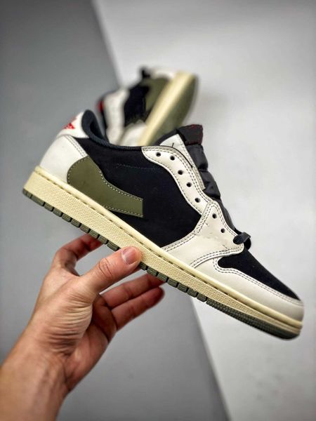 

new arrived shoes collaboration ts x jumpman 1 1s low og sp black sail-olive-white designer sneakers girls boys outdoor